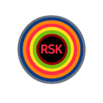 100x100 transparent RSK logo with colorful rainbow circles and bold visible text in HD vector style