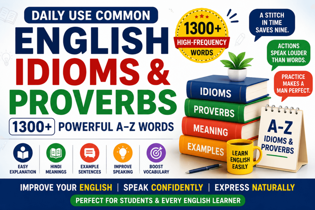 Daily Use Common English Idioms & Proverbs: 1300+ Powerful A–Z Words for Easy English Learning 4 Daily Use Common English Idioms & Proverbs 1300+ A–Z Words